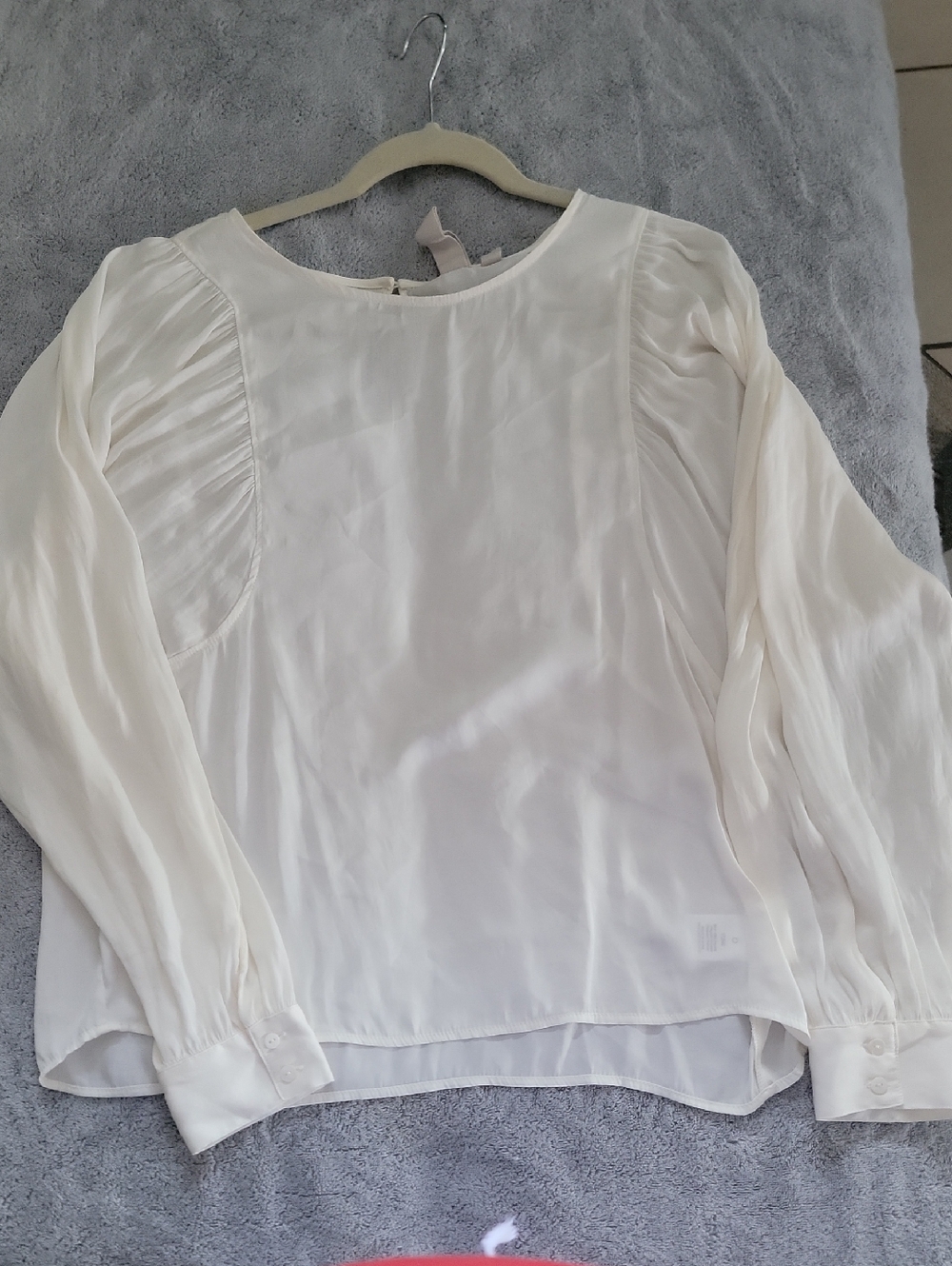 Anthropologie DOLAN Cream Long-Sleeve Sheer Blouse
